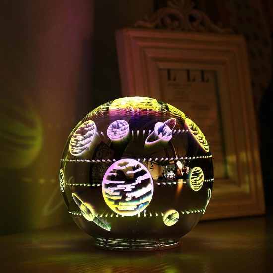 3D LED Night Light Glass Lamp Magical Crystal Ball Sphere Table Christmas Gift