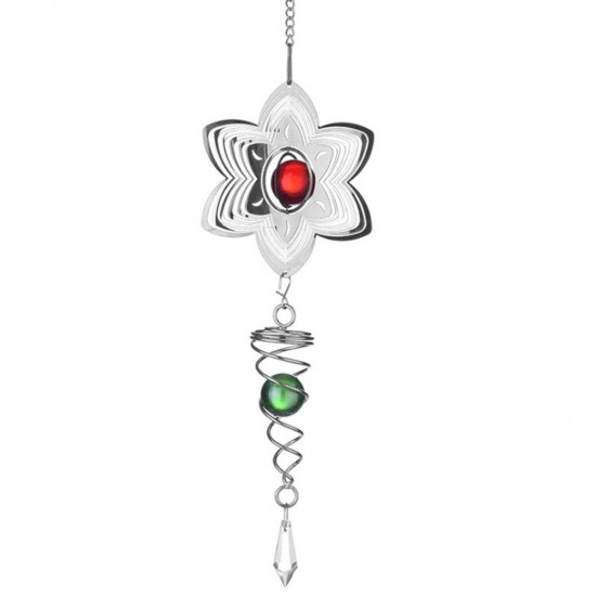 3D Metal Hanging Wind Spinner Wind Chime with H elix Tail Glass Ball Center Decorations 3D Metal Hanging Wind Spinner Wind Chime with H elix Tail Glass Ball Center Decorations
