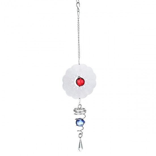 3D Metal Hanging Wind Spinner Wind Chime with H elix Tail Glass Ball Center Decorations 3D Metal Hanging Wind Spinner Wind Chime with H elix Tail Glass Ball Center Decorations
