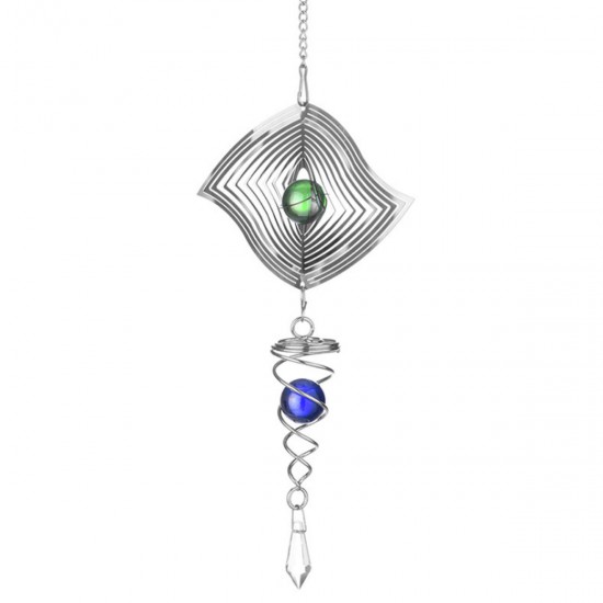 3D Metal Hanging Wind Spinner Wind Chime with H elix Tail Glass Ball Center Decorations 3D Metal Hanging Wind Spinner Wind Chime with H elix Tail Glass Ball Center Decorations