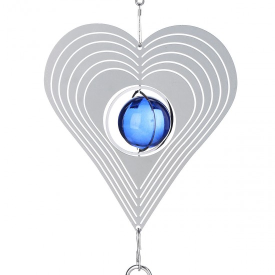 3D Metal Hanging Wind Spinner Wind Chime with H elix Tail Glass Ball Center Decorations 3D Metal Hanging Wind Spinner Wind Chime with H elix Tail Glass Ball Center Decorations