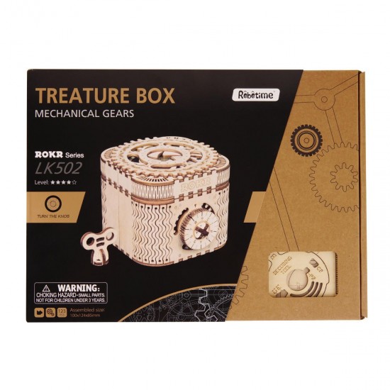3D Self-Assembly Wooden Treasure Box Mechanical Gears Building Kits Puzzle Building Model Gift