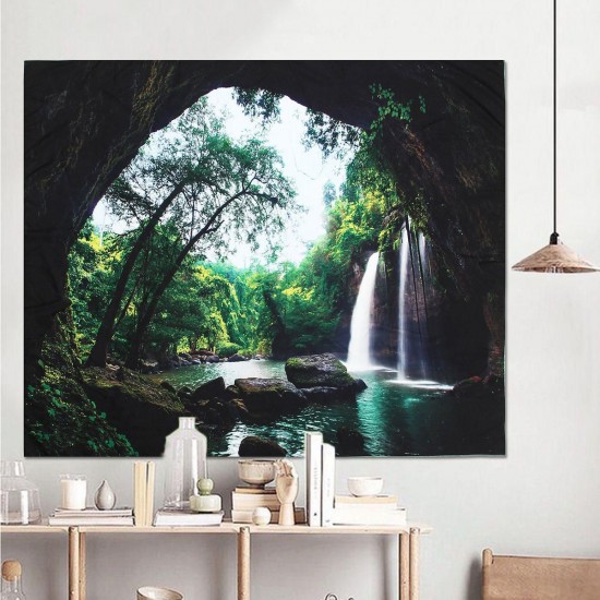 3D Trees Great Waterfall Print Wall Hanging Tapestry Decor Bedspread