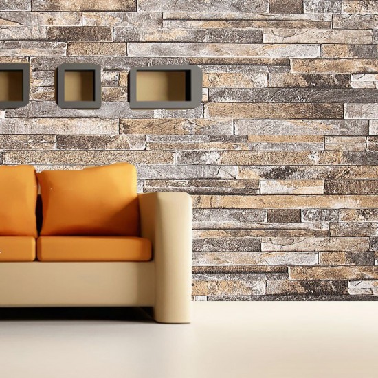 3D Wall Paper Brick Stone Pattern Vinyl WallPaper Roll Living Room TV Background Decor