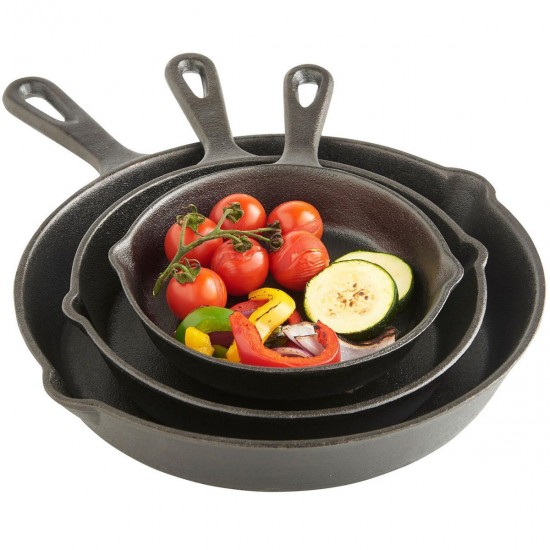 3PCS 14cm20cm26cm Non-stick Frying Pan Cast Iron Skillet Professional Seasoned Pan Cookware
