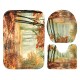 3Pcs/Set Bath Carpet Set Forest Pattern Non-Slip Bathroom Toilet Seat Covers Floor Mats Rug Set