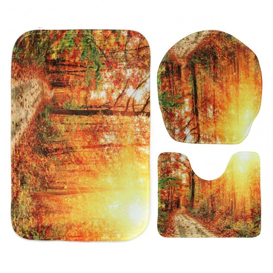 3Pcs/Set Bath Carpet Set Forest Pattern Non-Slip Bathroom Toilet Seat Covers Floor Mats Rug Set 3Pcs/Set Bath Carpet Set Forest Pattern Non-Slip Bathroom Toilet Seat Covers Floor Mats Rug Set