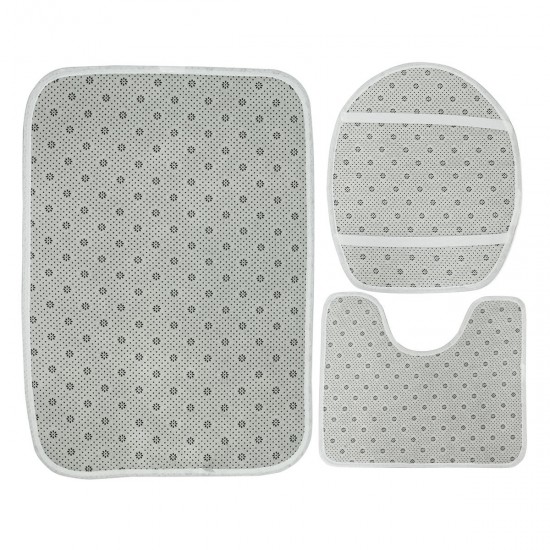 3Pcs/Set Bath Carpet Set Forest Pattern Non-Slip Bathroom Toilet Seat Covers Floor Mats Rug Set