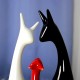 3Pcs/Set Deer Family Ceramic Figurine Porcelain Decorations Black /White /Red