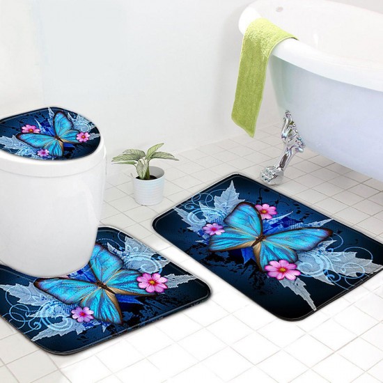 3Pcs/Set Different Sizes Washable Anti-Slip Bathroom Mat Shower Floor Toilet Rug Carpet
