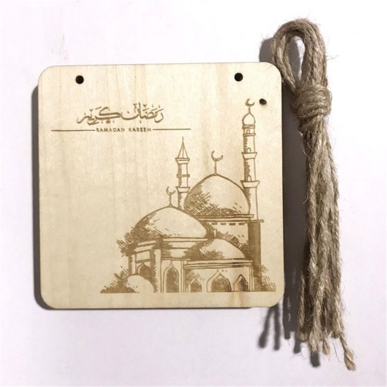 3Pcs/Set Palance Laser Cut Wooden Eid Mubak Ramadan Ornament Decorations