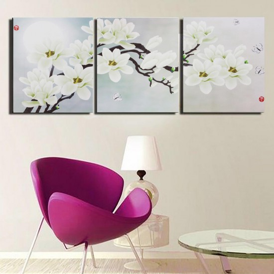 3pcs Frameless Magnolia Canvas Pictures Wall Art Home Print Picture Printing Set For Home Decorations