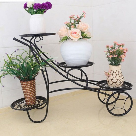 4 Tier Metal Shelves Flower Pot Plant Stand Display Indoor Outdoor Garden