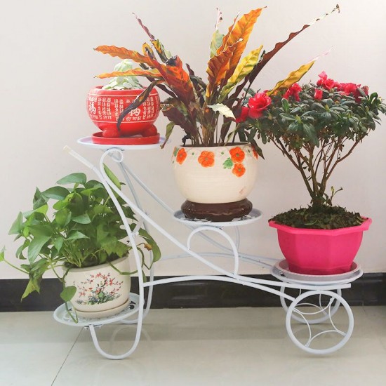 4 Tier Metal Shelves Flower Pot Plant Stand Display Indoor Outdoor Garden