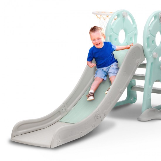 4 in 1 Slide Playset Ladder Stand Children Slide Basketball Backboard Ring Swing Set 4 in 1 Slide Playset Ladder Stand Children Slide Basketball Backboard Ring Swing Set