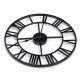 40/60cm Large Metal Skeleton Roman Numeral Wall Clock Black Round Shape