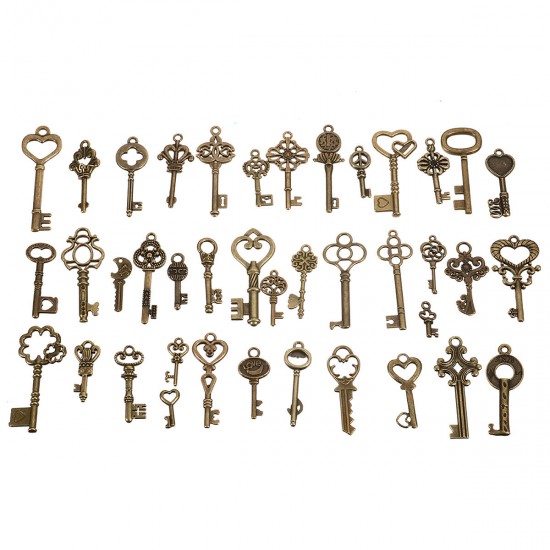 40Pcs Antique Vtg Old Look Ornate Skeleton Keys Lot Pendant Fancy Heart