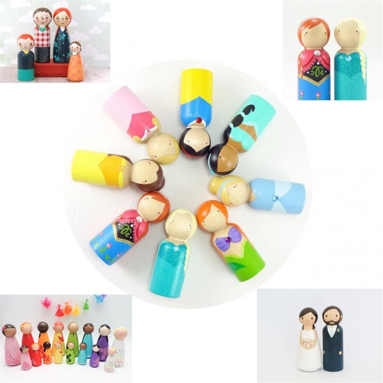 40Pcs Female Male Wooden People Peg Dolls Figures Wedding Cake Top Decor 40Pcs Female Male Wooden People Peg Dolls Figures Wedding Cake Top Decor
