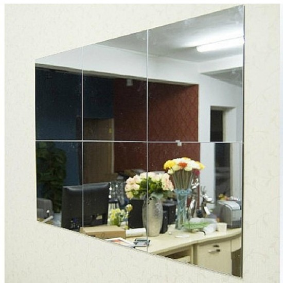 40Pcs Mirror PVC Wall Square Stickers Decor Self-adhesive Decoration 15*15cm