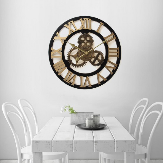 40cm Diameter Wooden Mute Wall Clock Retro Gear Decoration Creative Wall Clock 40cm Diameter Wooden Mute Wall Clock Retro Gear Decoration Creative Wall Clock