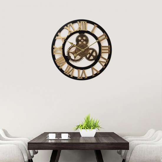 40cm Diameter Wooden Mute Wall Clock Retro Gear Decoration Creative Wall Clock 40cm Diameter Wooden Mute Wall Clock Retro Gear Decoration Creative Wall Clock