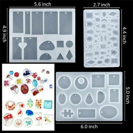 41Pcs DIY Jewelry Mould Handmade Crystal Glue Mould Set Resin Silicone Mold Kit