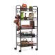 4/5-Tier Basket Stand Kitchen Bathroom Trolley Full-Metal Rolling Food Storage Cart with Lockable Wheels 4 Side Hooks