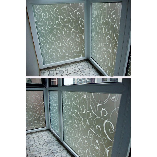 45X100cm Frosted Glass Film Privacy Scroll Flower Window Static Cling