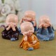 4PCS Auto Ornaments Micro Landscape Figurine Dolls Resin Small Statue Monk Statues Resin Car Desk Shelf Decorations