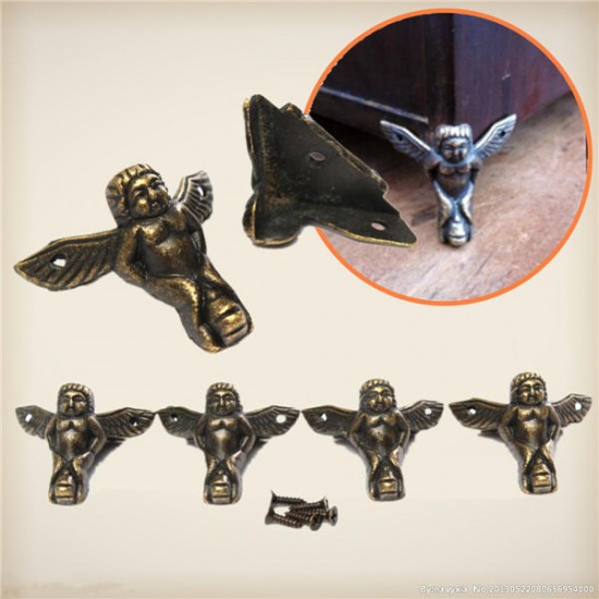 4Pcs Antique Brass Jewelry Chest Wood Box Decoration Feet Leg Corner Protector With Screws 4Pcs Antique Brass Jewelry Chest Wood Box Decoration Feet Leg Corner Protector With Screws