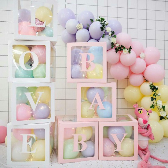 4Pcs DIY Transparent Balloon Box For Boy Girl Baby Shower Wedding Birthday Decorations