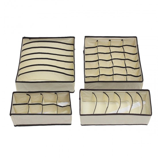 4Pcs Storage Box Underwear Bra Socks Display Non Woven Closet Drawer Container Organiser 4Pcs Storage Box Underwear Bra Socks Display Non Woven Closet Drawer Container Organiser