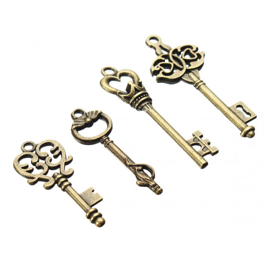4Pcs Vintage Bronze Key For Pendant Necklace Bracelet DIY Handmade Accessories Decoration
