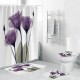 4Pcs Waterproof Home Bathroom Bath Mat Set Anti Slip Rugs Toilet Lid Cover Shower Curtain 4Pcs Waterproof Home Bathroom Bath Mat Set Anti Slip Rugs Toilet Lid Cover Shower Curtain