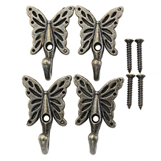 4pcs 35*56mm Antique Brass Butterfly Wall Hook Shirt Coat Hanger Vintage Style 4pcs 35*56mm Antique Brass Butterfly Wall Hook Shirt Coat Hanger Vintage Style