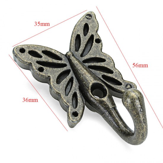 4pcs 35*56mm Antique Brass Butterfly Wall Hook Shirt Coat Hanger Vintage Style 4pcs 35*56mm Antique Brass Butterfly Wall Hook Shirt Coat Hanger Vintage Style