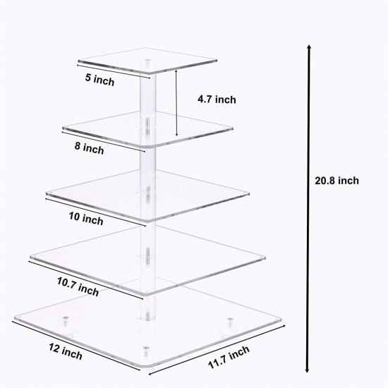5 Tier Acrylic Clear Cupcake Display Stand Pastry Holder With LED String Light Wedding Decor Supplies 5 Tier Acrylic Clear Cupcake Display Stand Pastry Holder With LED String Light Wedding Decor Supplies