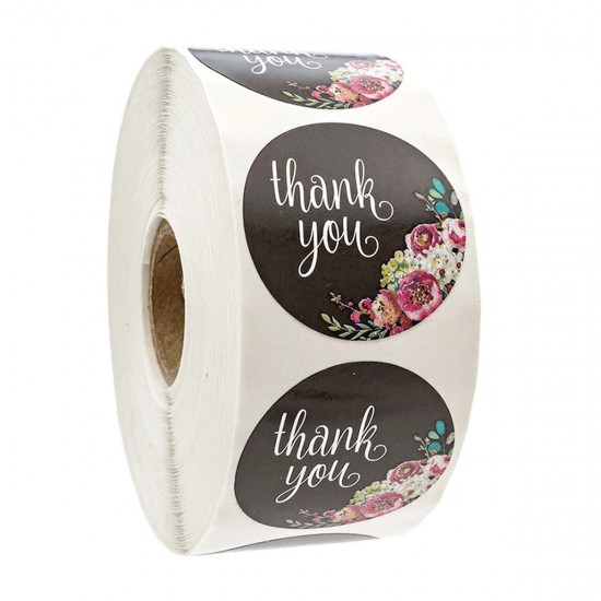 500Pcs/Set Round Thank You Stickers Paper Envelope Packaging Gift Label Roll Tape