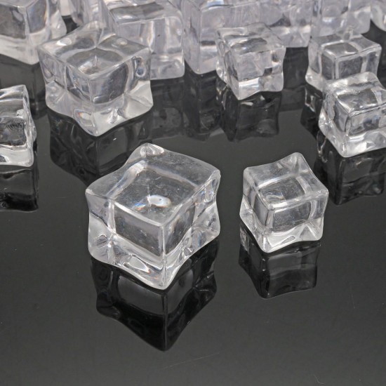 50Pcs Crystal Clear Artificial Acrylic Ice Cube Square Decor Photo Photography Props Decorations