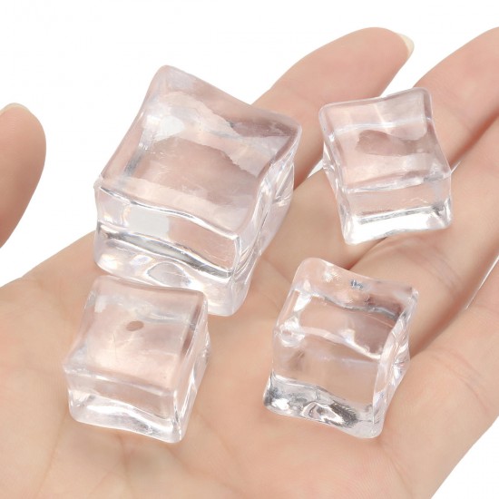 50Pcs Crystal Clear Artificial Acrylic Ice Cube Square Decor Photo Photography Props Decorations