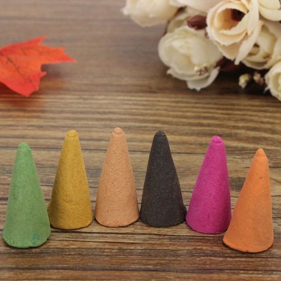 50Pcs/Bag Backflow Incense Burner Cones Jasmine Tea Lemon Rose Sandalwood Agilawood Fragrant