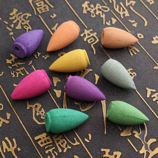 50Pcs/Bag Backflow Incense Cones Sandalwood Jasmine Lily Lavender Mixed Fragrance Burner Censer Cone