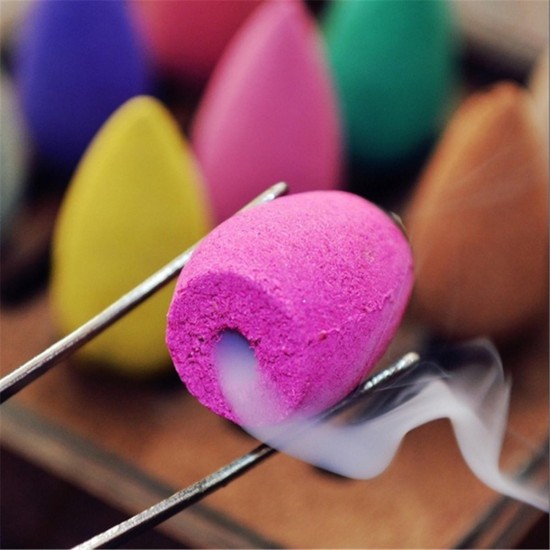 50Pcs/Bag Backflow Incense Cones Sandalwood Jasmine Lily Lavender Mixed Fragrance Burner Censer Cone