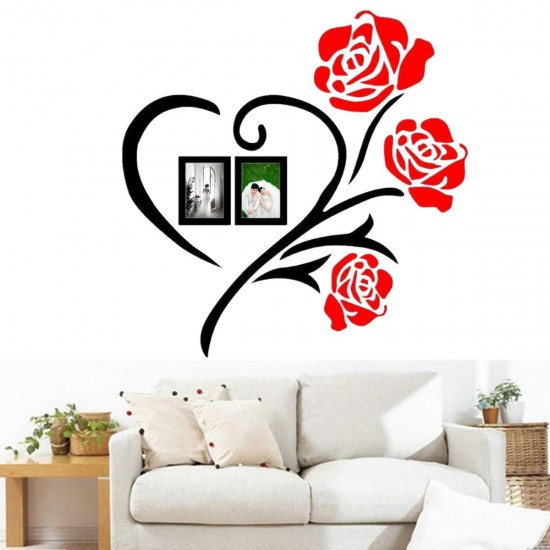 50x50/80x80cm 3D Roses Acrylic Wall Sticker Vinyl Art Decor Living Room Home Decal