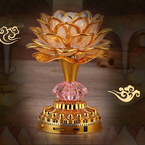 52 Buddhist Songs Buddhist Prayer Lamp with Colorful LED Lotus Music Light Gift Decorations