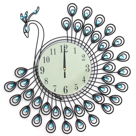 54x54cm Peacock Large Wall Clock Grow In Dark Living Room Bedroom House Decorations