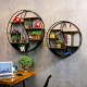 59/80cm Round Shelf Metal Wood Storage Bookcase Wall Mounted Bracket Room Decor