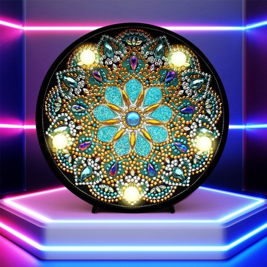 5D Diamond Painting Mandala Embroidery Full Special Shaped Drill LED Lamp light