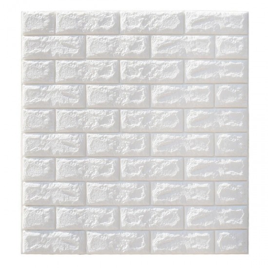 5Pcs 3D Waterproof Tile Brick Wall Sticker Self-adhesive White Foam Panel 70x77cm 5Pcs 3D Waterproof Tile Brick Wall Sticker Self-adhesive White Foam Panel 70x77cm