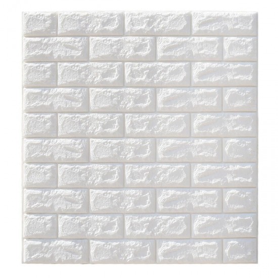 5Pcs 3D Waterproof Tile Brick Wall Sticker Self-adhesive White Foam Panel 70x77cm